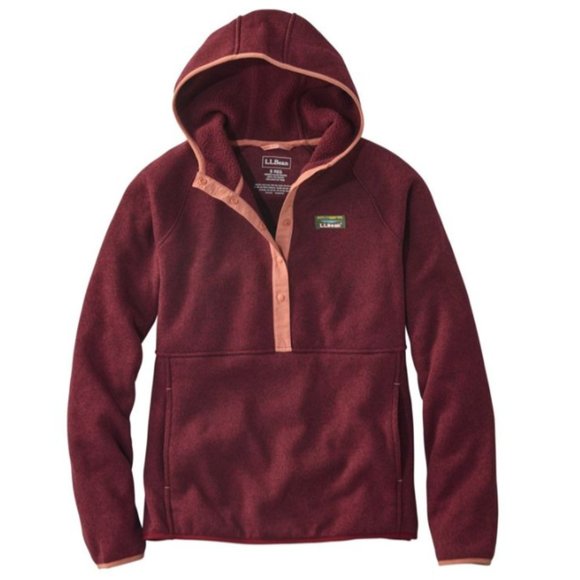 L.L. Bean Tops - LL Bean | Women's Sweater Fleece Pullover Hoodie T-snap in Deep Wine | Size S